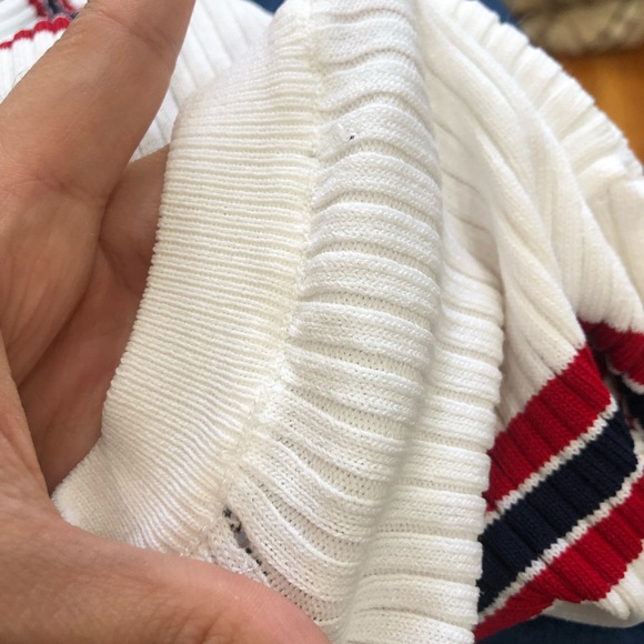 Forever 21 Pleated Red, White, Navy Striped Form Fitting Sweater - Picture 6 of 6